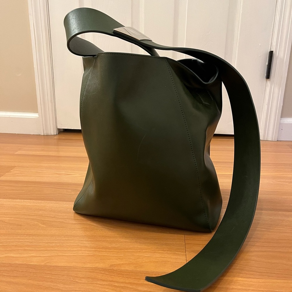 Calvin Klein 205W39NYC Green Leather Bucket Bag